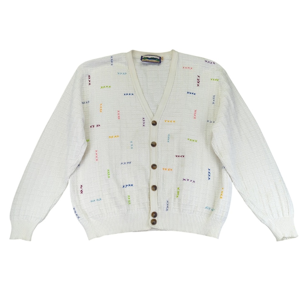 Shenandoah Cardigan Sweater Womens XL‎ Knit Button Up Colorful Stitch Vintage